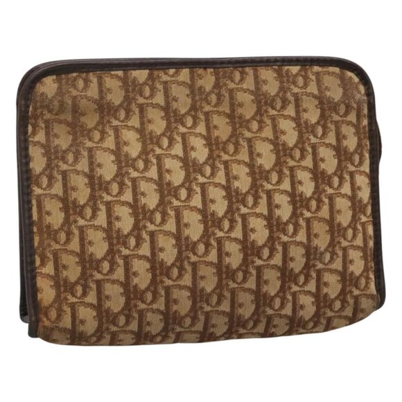 Christian Dior Trotter Canvas Clutch Bag Brown Auth ti2891 - Picture 1 of 16